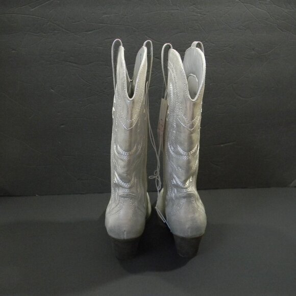 Sugar Womens Tammy Silver Embroidered Tall Cowboy, Western Boots Shoes NWT - Picture 6 of 12